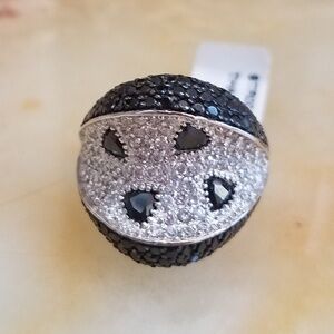 Black & Clear CZ Fashion Large Ring sz 9